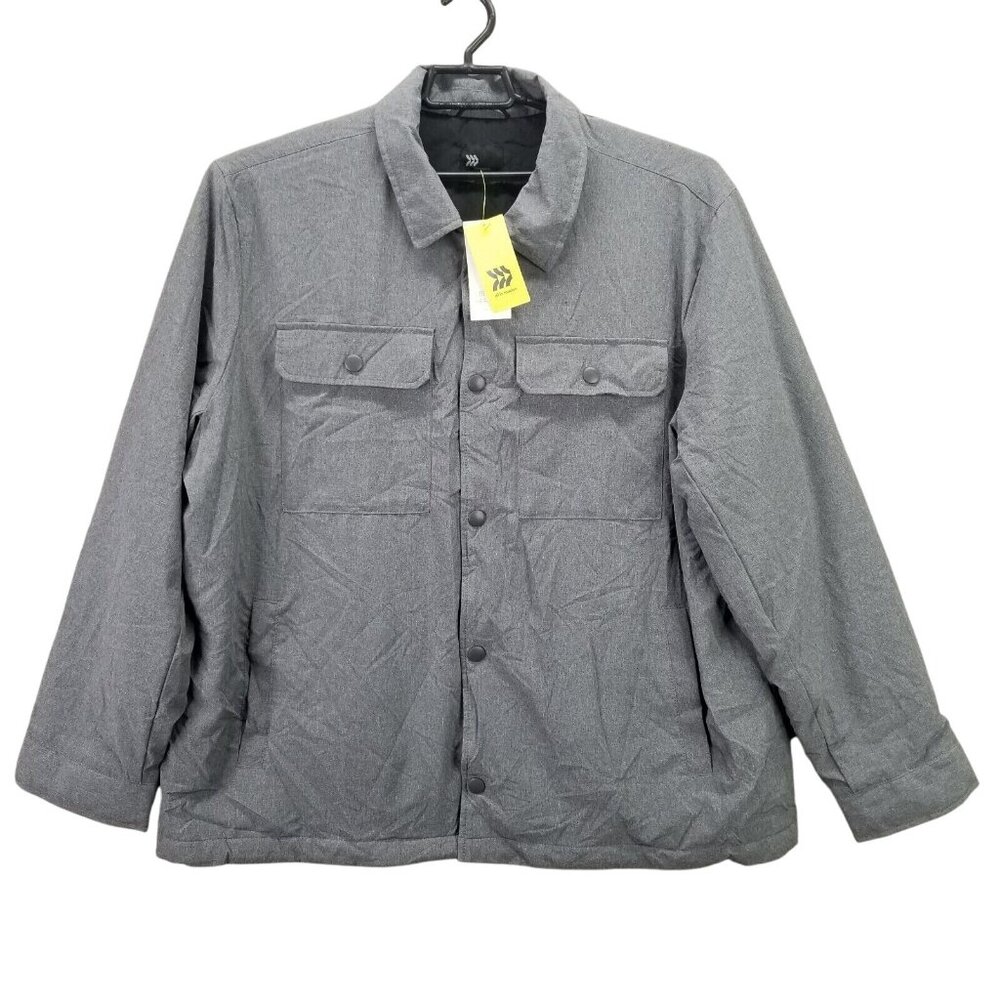 Mens All In Motion Gray Insulated Shirt Jacket Button Up Water Resistant XXL